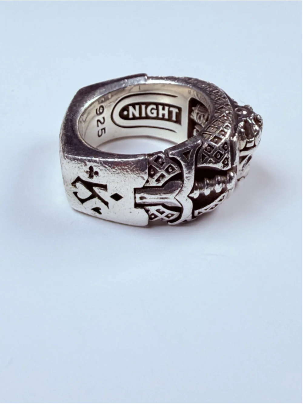 NightRider King's Ring Black Onyx Eyes 925 Sterling Silver Biker Ring $690